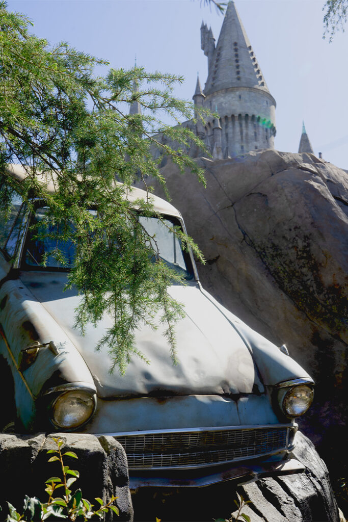 The Weasley's crashed car  in The Wizarding World of Harry Potter. 