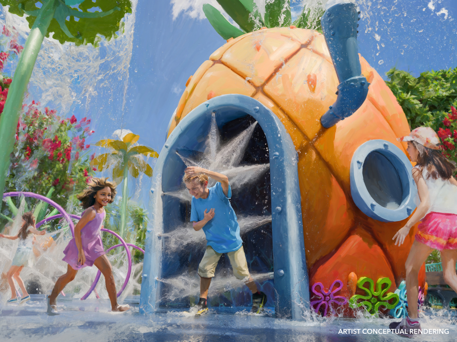 An artist rendering of Spongebob Squarepant's Bikini Bottom at Universal Kids Resort in Frisco, Texas